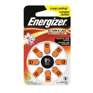Energizer 13 Hearing Aid Battery, 1.4 V Battery, 242 mAh, Zinc-Air AZ13DP-8