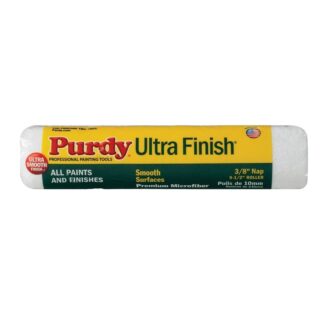 Purdy Ultra Finish Replacement Roller Cover, 3/8 in Thick Nap, 9-1/2 in L, Microfiber Cover, White 137678M92