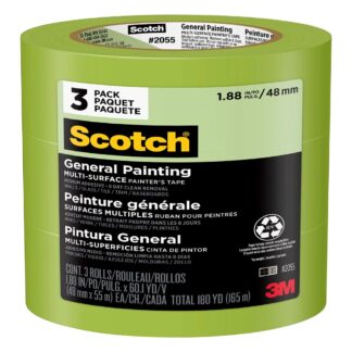 Scotch 2055PCW-48 48 mm x 55 m General Paint Multi-Surface Green Painter's Tape, 3PK