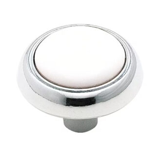 Amerock 262WCH 1-3/16" Everyday Heritage Cabinet Knob - White/Polished Chrome