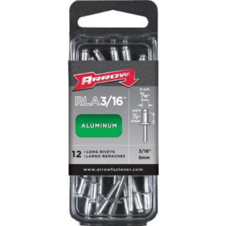 Arrow Fastener RLA3/16 3/16" Long Aluminum Rivets - 12PK