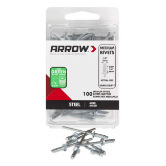 Arrow Fastener RMS1/8IP 1/8" Medium Steel Rivets - 100 PK