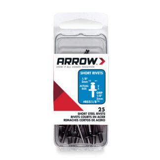 Arrow Fastener RSS1/8IP 1/8" Short Steel Rivets - 25PK