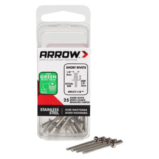 Arrow Fastener RSST1/8 1/8" Short Stainless Steel Rivets - 25PK