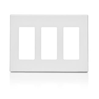 Leviton 80311-022-OSW 3-Gang Decora Screwless Wall Plate - White