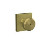 Schlage F40BWE608COL Bowery Bath Knob with Collins Trim - Satin Brass