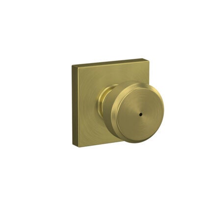 Schlage F40BWE608COL Bowery Bath Knob with Collins Trim - Satin Brass