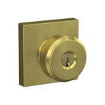 Schlage F51BWE608COL Bowery Keyed Knob with Collins Trim - Satin Brass