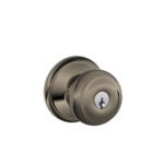 Schlage F51GEO620 Georgian Keyed Knob - Antique Pewter