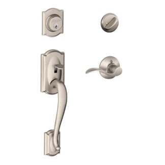 Schlage F60CAMACC619 Camelot Handleset with Accent Lever - Satin Nickel