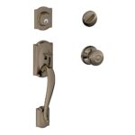 Schlage F60CAMGEO620 Camelot Handleset with Georgian Knob - Antique Pewter