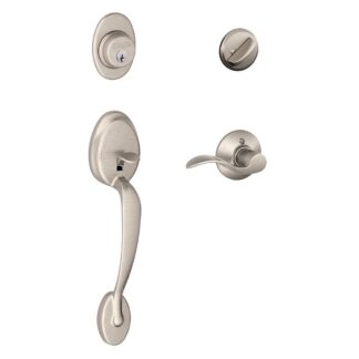Schlage F60PLYACC619 Plymouth Handleset with Accent Lever - Satin Nickel
