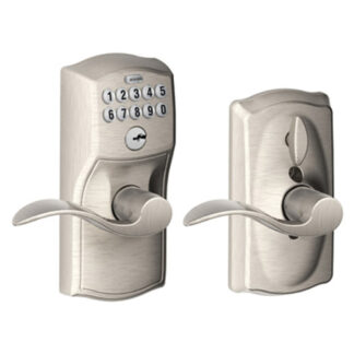 Schlage FE595CAMACC619 Camelot Keypad with Accent Lever - Satin Nickel