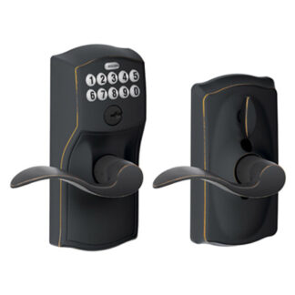Schlage FE595CAMACC716 Camelot Keypad with Accent Lever - Aged Bronze