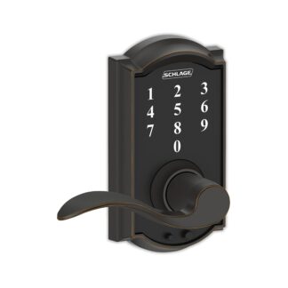 Schlage FE695CAMACC716 Camelot Keypad with Accent Lever - Aged Bronze