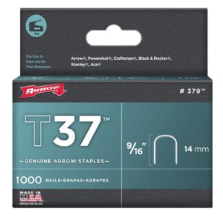 Arrow 379 9/16" T37 Round Crown Staples - 1000PK