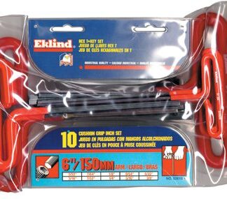 Eklind 53610 10-Piece Standard T-Handle Hex Key Set 3/32 to 3/8 6-Inch Cushion Grip