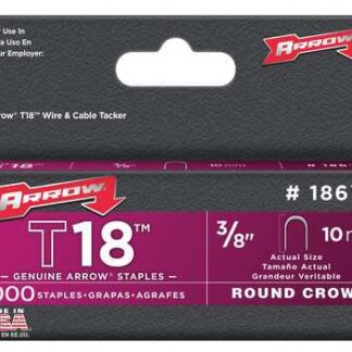 Arrow 186 3/8" T18 Round Crown Staples - 1000PK