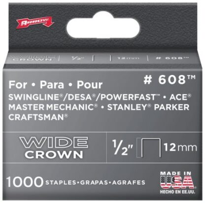 Arrow 608 1/2" Heavy-Duty Crown Staple - 1000PK