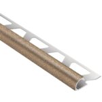 Schluter Rondec Beige Textured Color-Coated Aluminum 3/8 in. X 8 Ft. 2-1/2 in. Metal Bullnose Tile Edging Trim