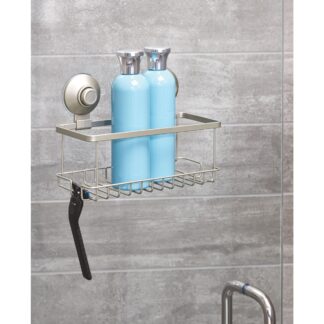 IDesign Shower Caddies Satin - Satin Everett Push-Lock Suction Basket