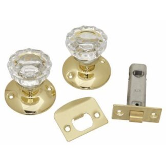 Belwith Products 214588 Passage Door Latch Set Glass Knobs - Polished Brass