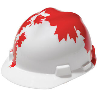 Front Brim Hard Hat, Type 1, Class C, Ratchet (4-Point), White/Red