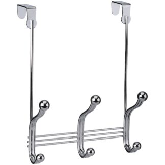 IDesign Chrome Over Door Organizer 3-Hook Rack