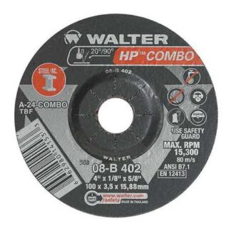 Walter 08B402 Combo Grinding Wheel Packof25 4in Abrasive Wheel Cutting/Grinding