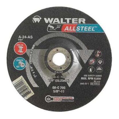 WALTER SURFACE TECHNOLOGIES ALLSTEEL 7 in. X 7/8 in. Arbor X 1/4 in. T27 GR a-24-as Grinding Wheel (25-Pack)