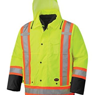 Pioneer V1120161-M 6-in-1 Waterproof Winter Hi-Viz Jacket - Green - Medium