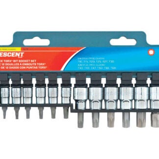 Crescent Assorted Sizes X 1/4 and 3/8 in. Drive SAE 6 Point Torx Bit Socket Set 12 Pc.