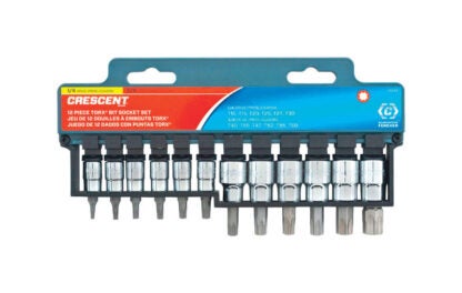 Crescent Assorted Sizes X 1/4 and 3/8 in. Drive SAE 6 Point Torx Bit Socket Set 12 Pc.