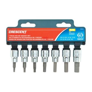 Crescent Assorted Sizes X 3/8 in. Drive SAE 6 Point Hex Bit Socket Set 7 Pc.