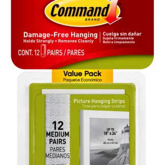 3M Command Poster Medium Picture Hanging Strips 12 Sets X 2 Pack