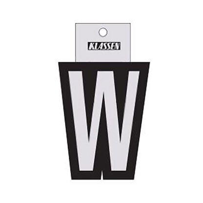 Klassen | Self-Adhesive and Reflective Letter W - 3-in - Vinyl - Black and Silver