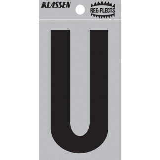 Klassen | Ree-Flects Reflective Letter U - 2-in - Vinyl - Black and Silver