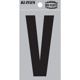 Klassen | Ree-Flects Reflective Letter V - 2-in - Vinyl - Black and Silver