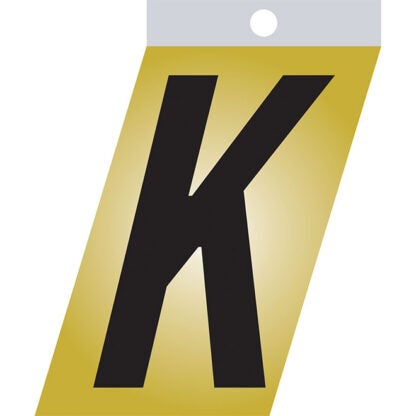 Klassen | Self-Adhesive Metal Letter - Italic - K - 1 1/2-in - Black and Gold