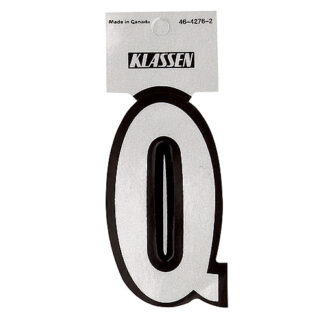 Klassen | Brand Self-Adhesive Letter Q - Reflective - 3-in - Black and Silver - Vinyl