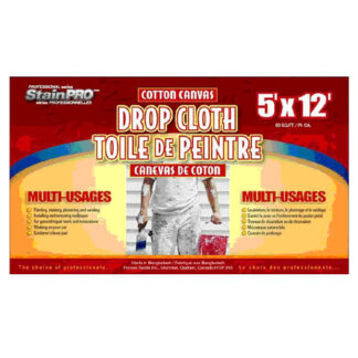 Stainpro | Painting Drop Cloth - Cotton - Heavy-Duty Canvas - 12-Ft L X 5-Ft W