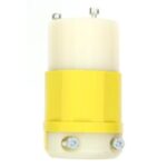 Leviton 2323-CY Connector Locking Blade L6-20R 20A 250V 2P3W Grounding - Yellow-White