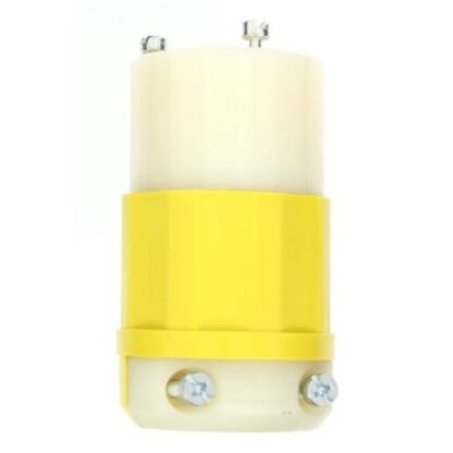 Leviton 2323-CY Connector Locking Blade L6-20R 20A 250V 2P3W Grounding - Yellow-White