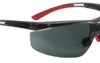 Safety Glasses, Wraparound Smoke Polycarbonate Lens, Anti-Fog, Anti-Static, Scratch-Resistant