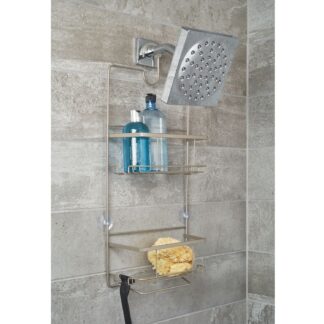 IDesign Everett 2 Tier Shelf Metal Hanging Shower Caddy Satin