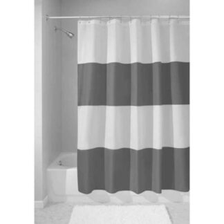 IDesign Charcoal and White Zeno Standard Fabric Shower Curtain 72 X 72