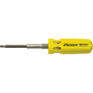 Picquic Hex Gauge Multi-Bit Screwdriver With 7 SAE Picquic Hex Key Bits, Full Size, Yellow, Pack 7, 88151