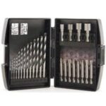 Vulcan Drill Bit Set 24 Pc Pieces Tough Plastic Rubberized Grip Panel