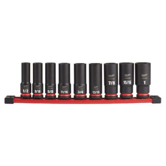 Milwaukee 49-66-7022 9-Piece SHOCKWAVE Impact Duty 1/2" Drive SAE Deep 6 Point Socket Set