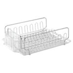 IDesign Stainless Steel Sink Dish Drainer Rack with Tray Kitchen Drying Rack Clear